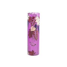 Bright autumn | Art decorated glass vase | Glass vase for flowers | Cylinder Vase | Interior Design | Home Decor | Large Floor Vase 16 inch (Color: Purple, Height, Mm: 400)