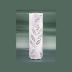 Silver leaves | Handmade art glass vase | Glass vase for flowers | Cylinder Vase | Interior Design | Home Decor | Large Floor Vase 16 inch (Color: Silver, Height, Mm: 400)