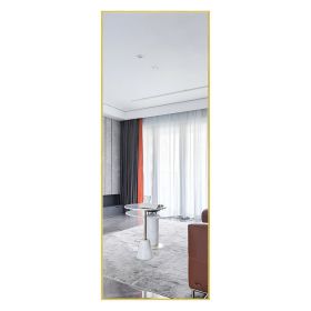 Modern Full Length Mirror, 65" x 22"x 1.2" (Color: Brushed Gold, Material: Aluminum Alloy)
