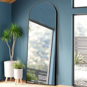 Modern Arch-top Full Length Mirror (Color: Black, Material: Metal)